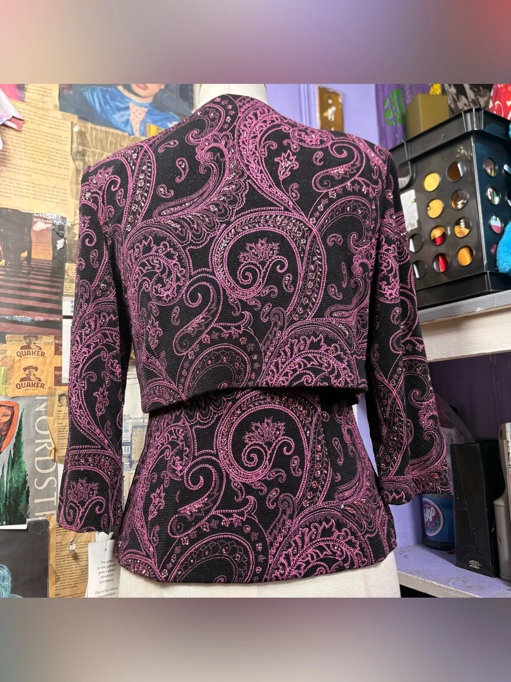 Vintage Pink Paisley Glitter Top Set - Picture 6 of 8